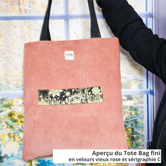 kit tout-en-un personnalisable tote bag velours vieux rose