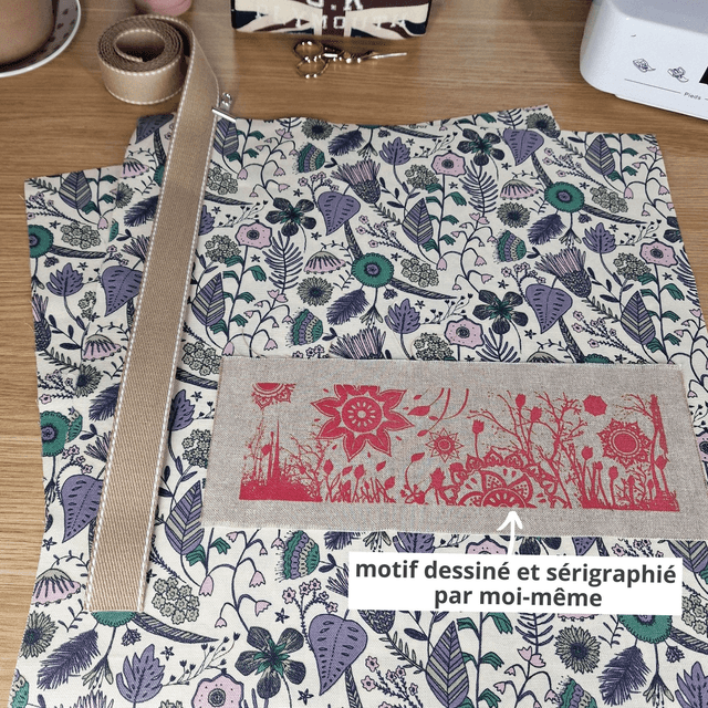 kit tout-en-un débutant tote bag motif floral lilas 